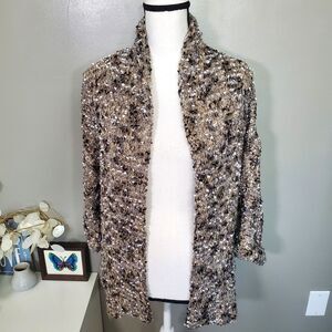 Anthropologie Willow & Clay Cardigan Sweater Womens Size Medium Brown Knit Open